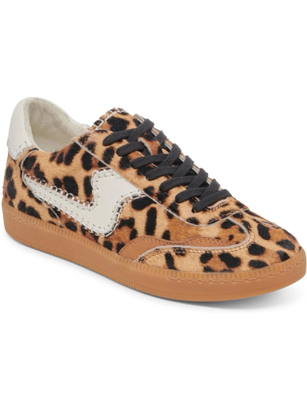 Dolce Vita Notice Stitch Sneakers Leopard-Print Low-Top in Brown and Black